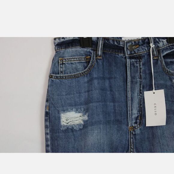 Cello Jeans Women's Distressed High-Rise 90's Boyfriend Straight Leg Jean 7 NWT - Picture 6 of 11